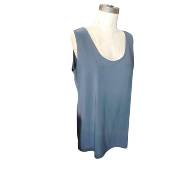 Clara Sun Woo Size L Large Gray Scoop Neck Designer slinky stretchy Top - Picture 2 of 2
